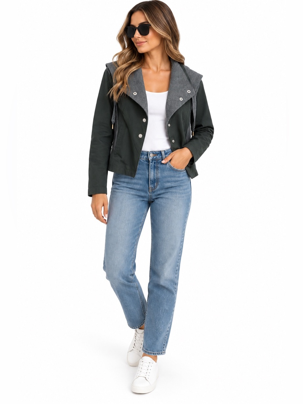 Princess Vera Wang Herringbone Hooded Moto Jacket XS